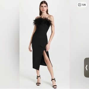 Likely desi cocktail feather trim dress
